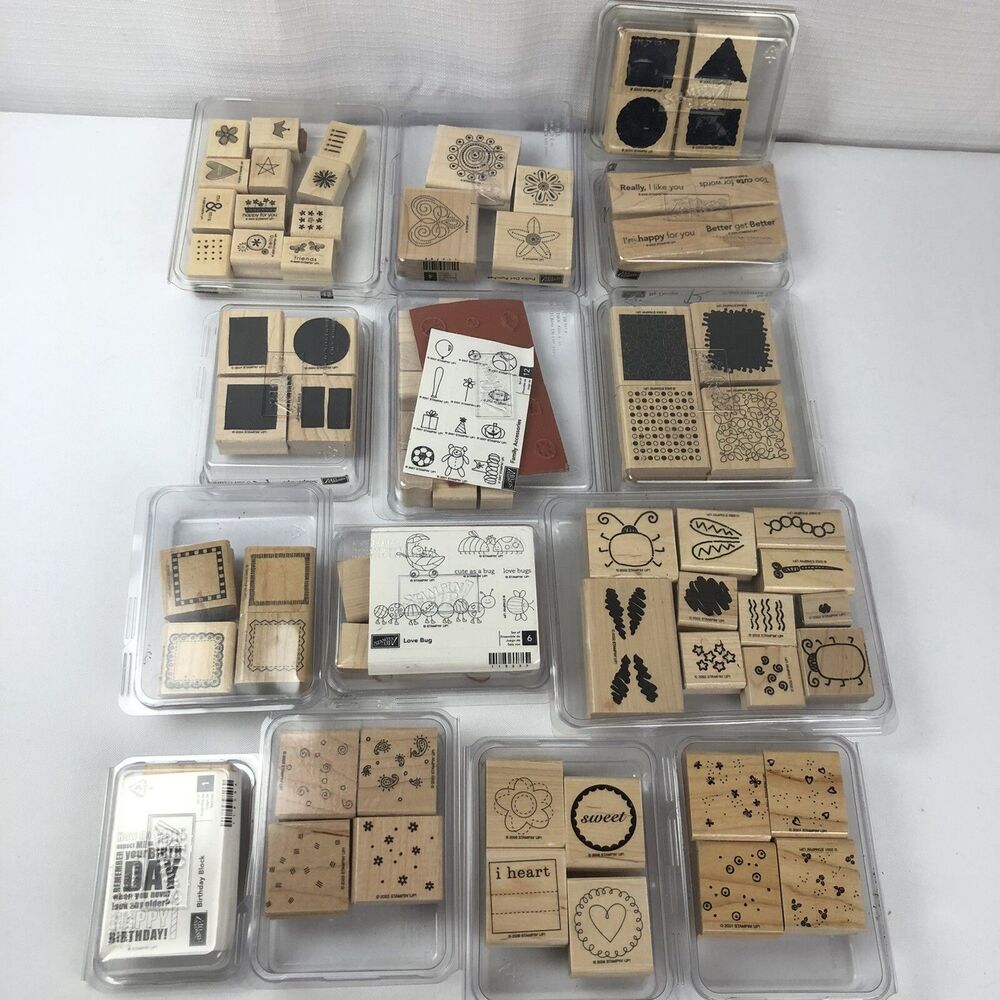 Stampin' Up! Lot 78 Wood Mounted Rubber Craft Stamps New and Used Retired